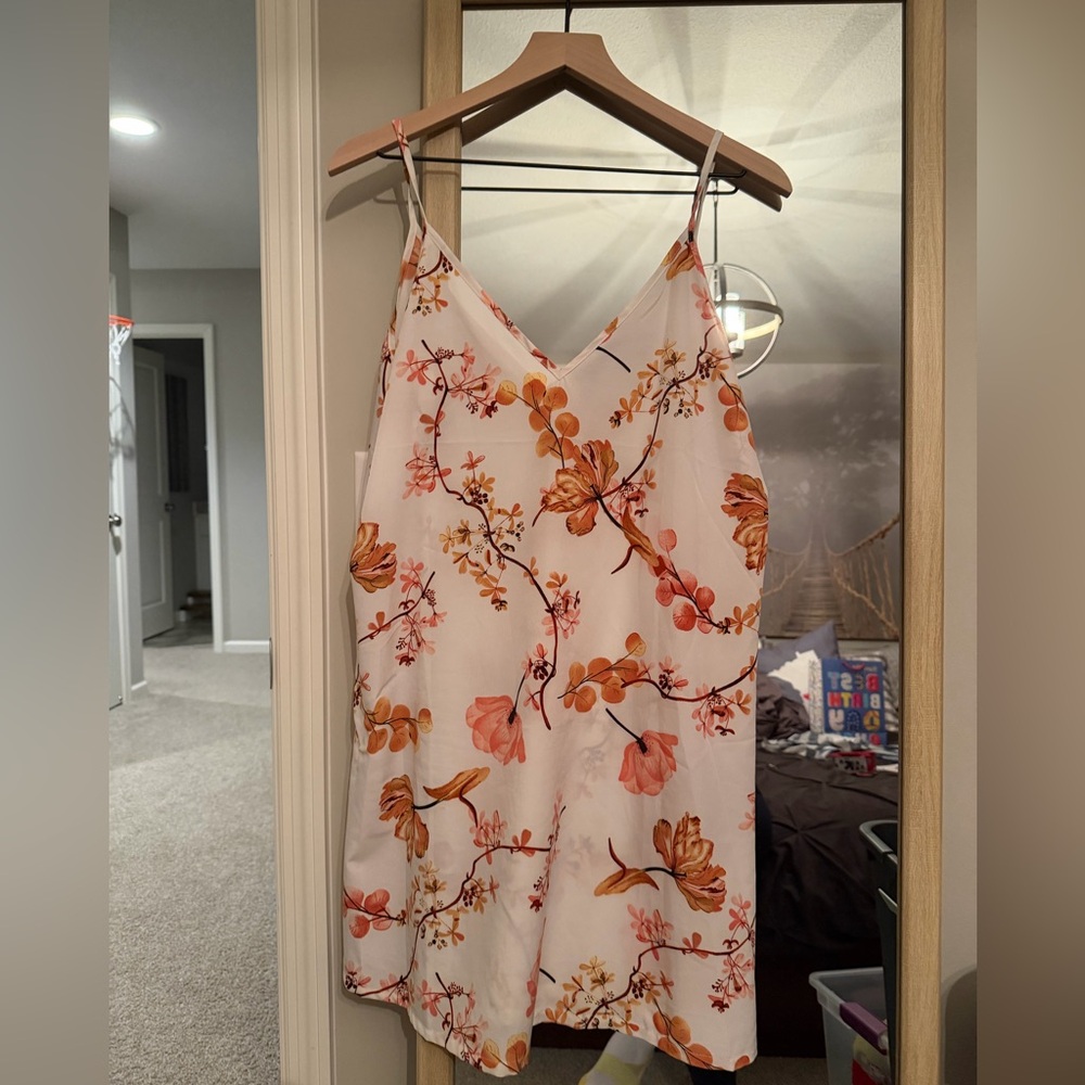 SHEIN Floral Print Dress - White and Orange